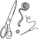 Illustration of tools for dress shirt construction