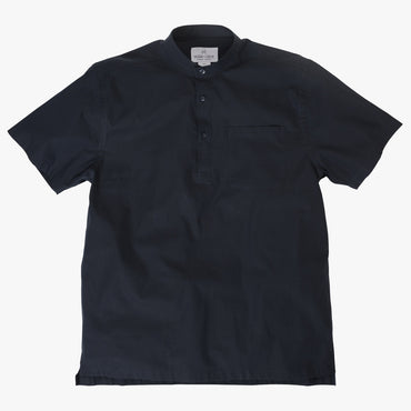 Band Collar popover in solid navy poplin - Bond - Splay