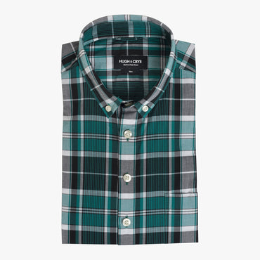 Button-down popover with green vertical stripe madras - Fox - Flat