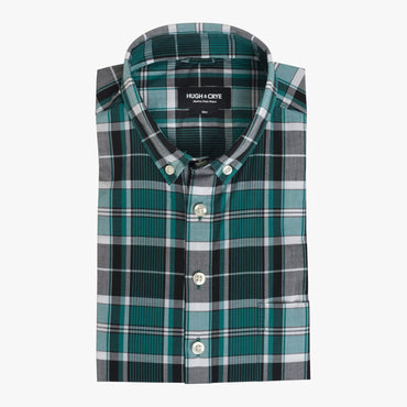 Button-down popover with green vertical stripe madras - Fox - Flat