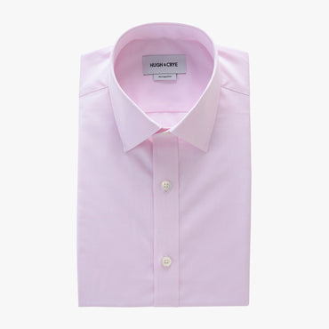 semi-spread collar shirt in pink solid 120s poplin - georgetown - flat