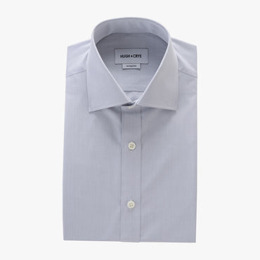 tall spread collar shirt in grey solid 120s poplin - kent - flat