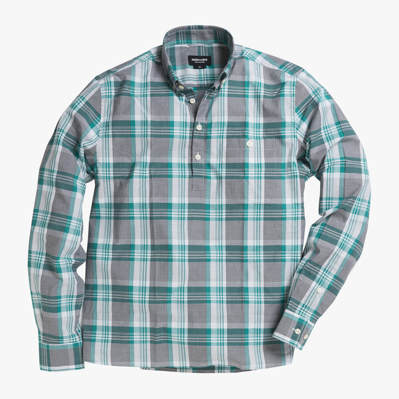Button-down popover with green stripe and check madras - Lee - Splay