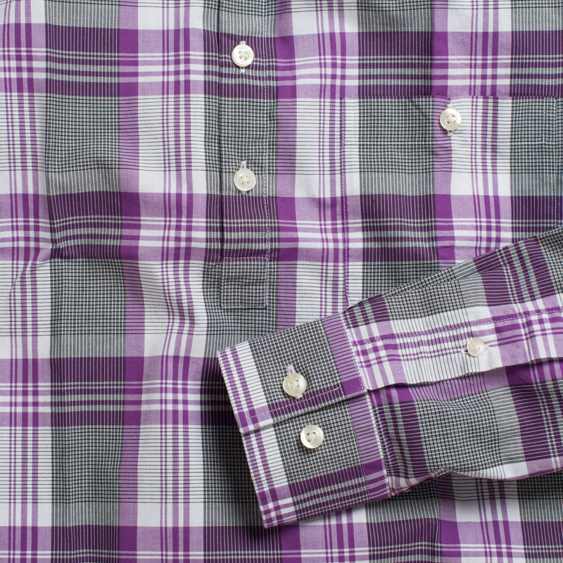 Button-down popover with purple stripe and check madras - Lee - Detail
