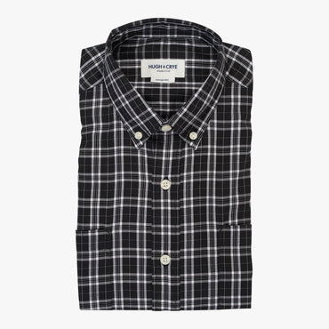 Black white check brushed twill shirt