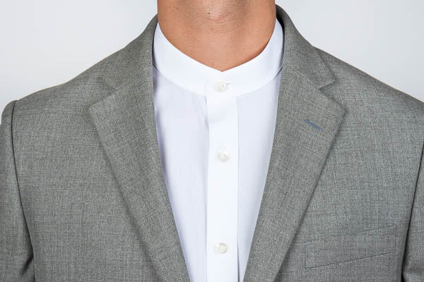Banded collar shirt with blazer