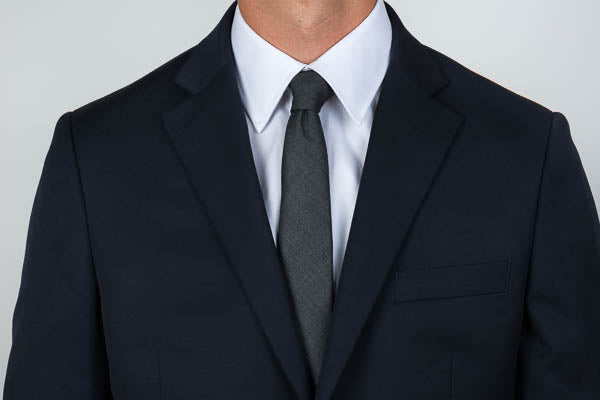 Point collar shirt with a tie and blazer