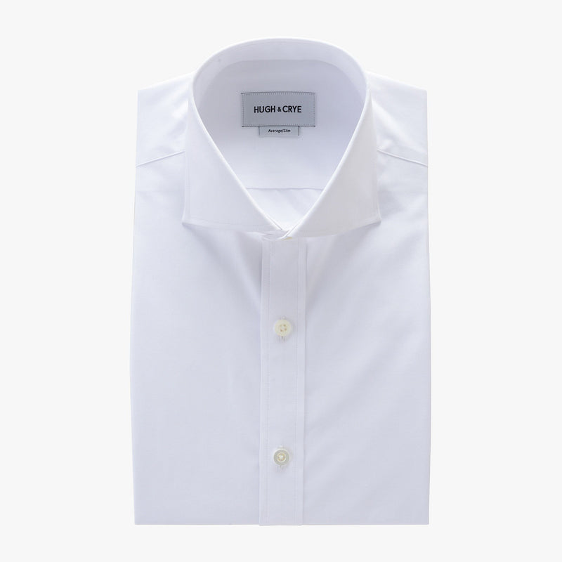 cutaway collar shirt in white solid 120s poplin - Bellevue - flat