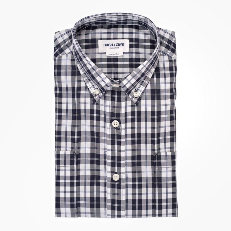 White black check brushed twill shirt - Hobson
