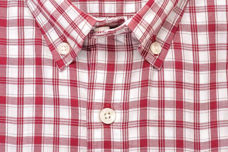 White red check brushed twill shirt collar - Pullman
