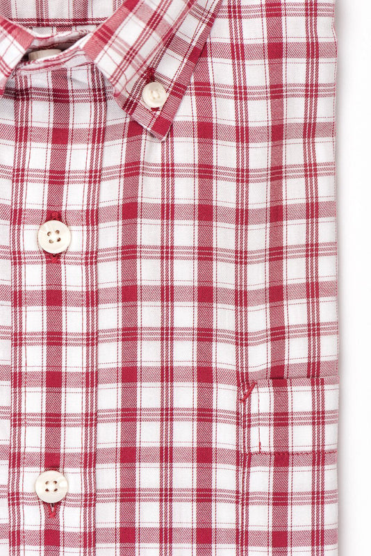 White red check brushed twill shirt fabric - Pullman