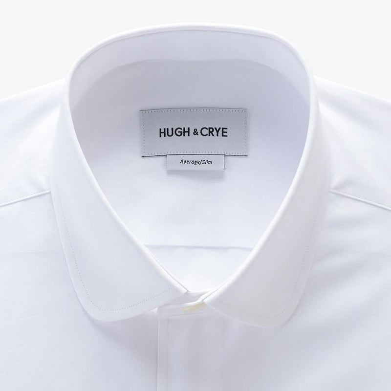club collar shirt in white solid 120s poplin - foxhall - detail