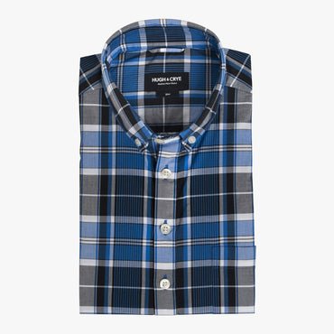Button-down popover with blue vertical stripe madras - Fox - Flat