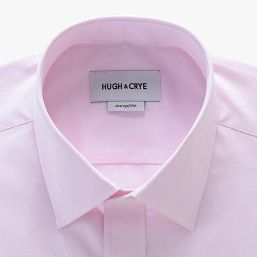 semi-spread collar shirt in pink solid 120s poplin - georgetown - detail