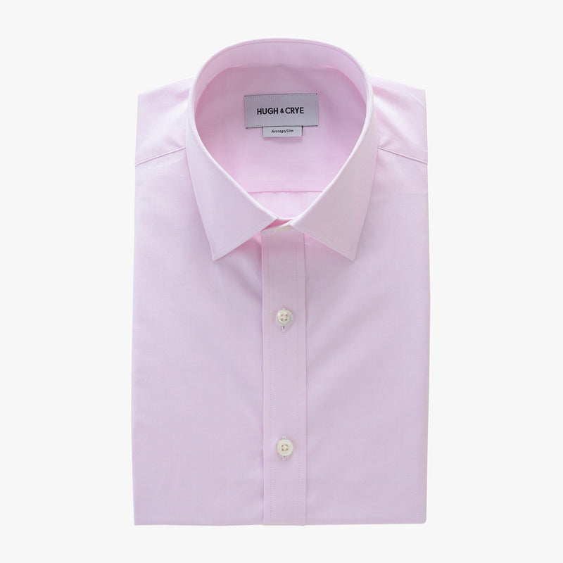 semi-spread collar shirt in pink solid 120s poplin - georgetown - flat