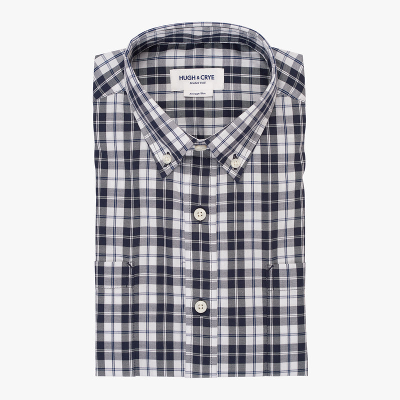 White black check brushed twill shirt - Hobson