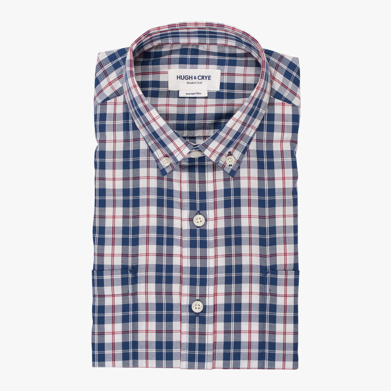 Teal red plaid brushed twill shirt - Hobson