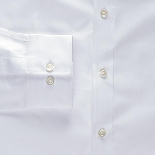 tall spread collar shirt in white solid 120s poplin - kent - cuff detail