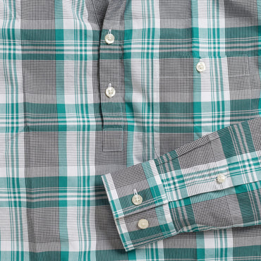 Button-down popover with green stripe and check madras - Lee - Detail