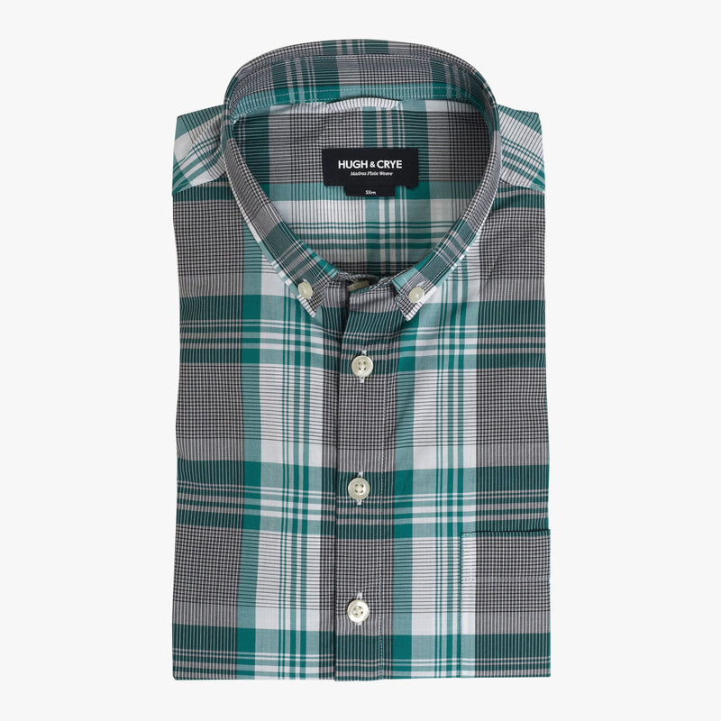 Button-down popover with green stripe and check madras - Lee - Flat