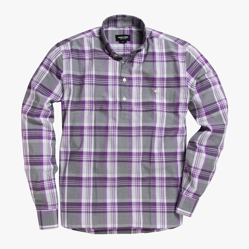 Button-down popover with purple stripe and check madras - Lee - Splay