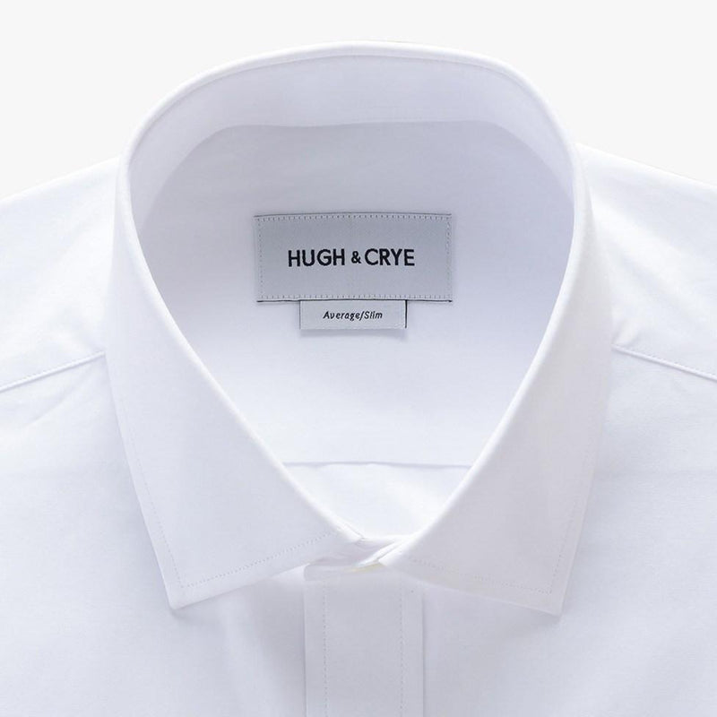 small spread collar shirt in white solid 120s poplin - mayfair with pocket - detail