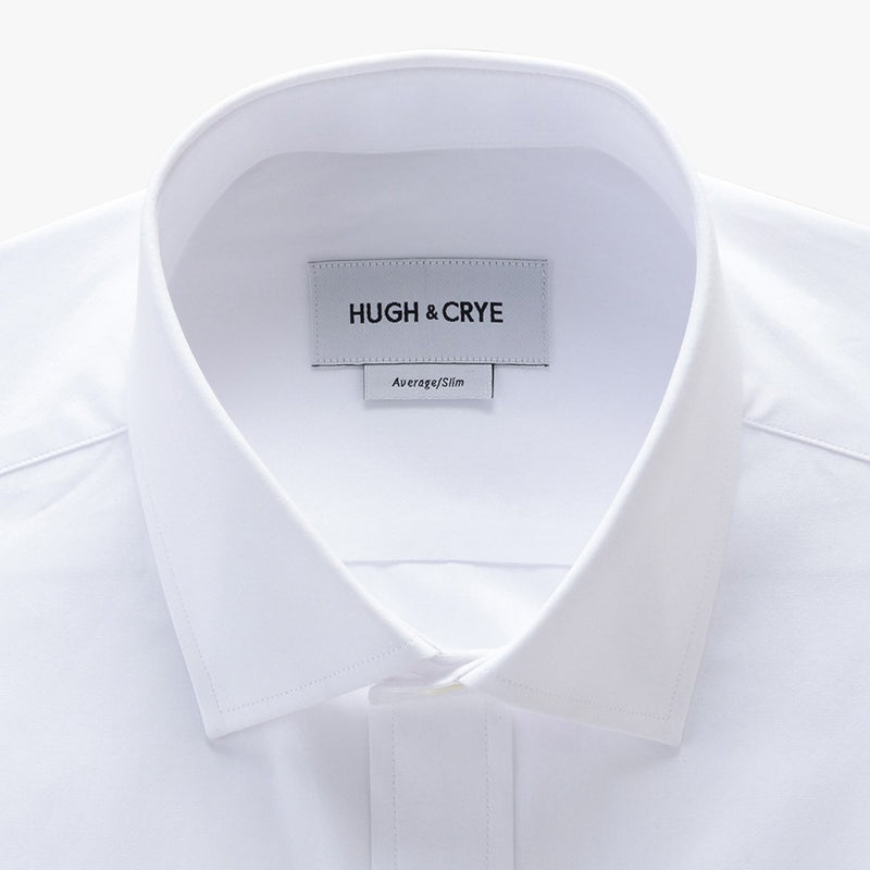 small spread collar shirt in white solid 120s poplin - mayfair with pocket - detail