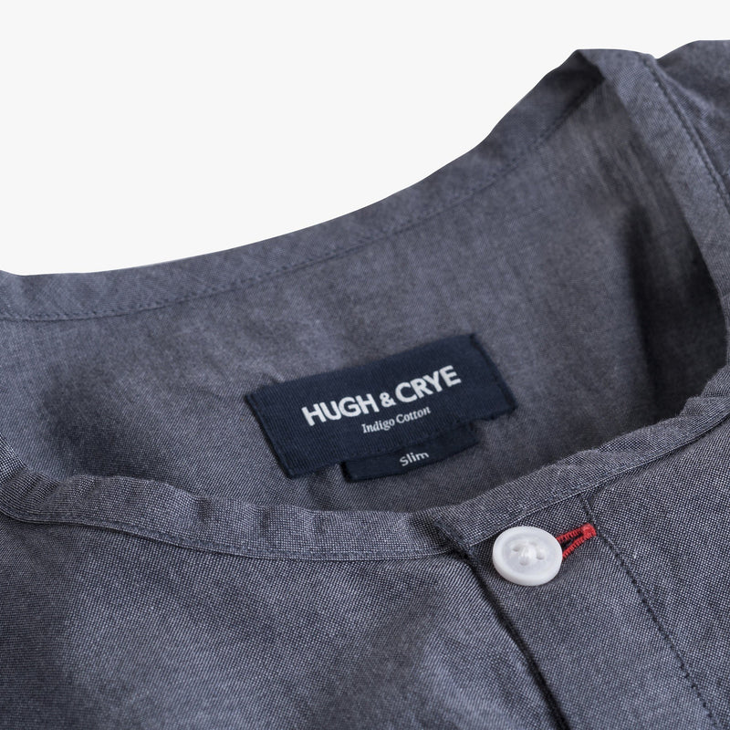 Collarless popover with indigo blue - Pampelonne - Details