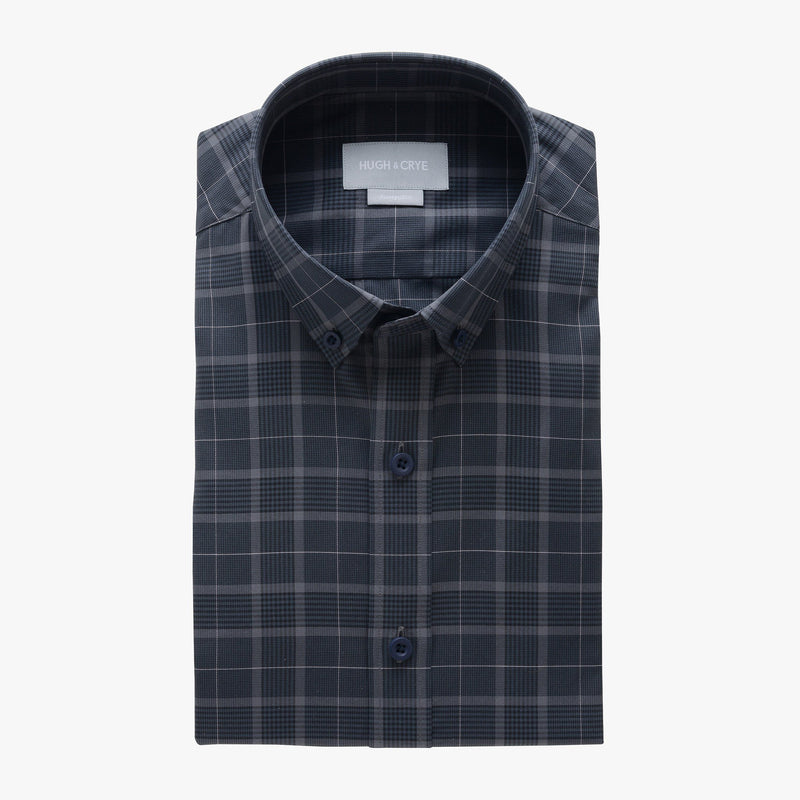 casual point collar shirt in gray, black glen plaid - meridian hill - flat