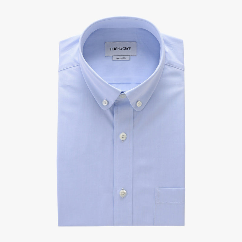 club button-down collar shirt in blue solid 120s poplin - tenley - flat