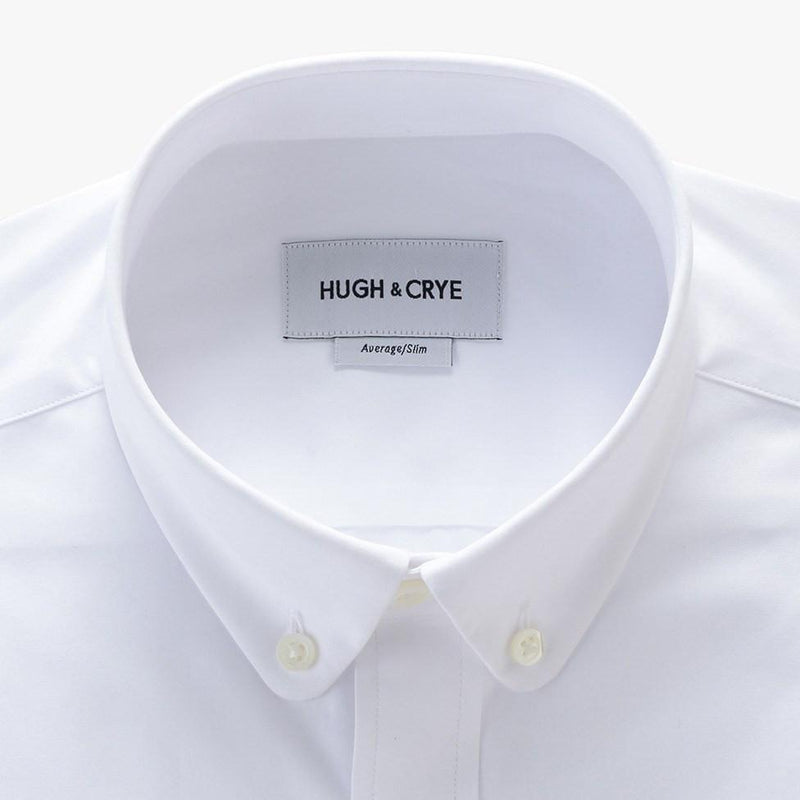 club button-down collar shirt in white solid 120s poplin - tenley - detail