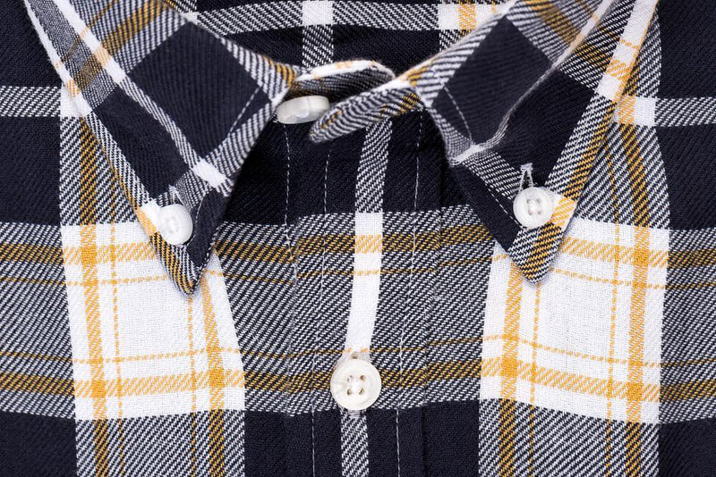 Indigo Yellow Plaid - Medium Weight Field Shirt Collar - Swanson